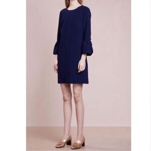 Club Monaco navy dress with 3/4 sleeve and ruffle